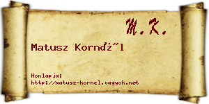Matusz Kornél névjegykártya