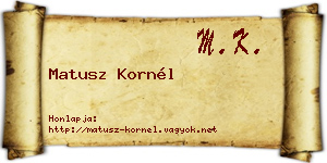 Matusz Kornél névjegykártya